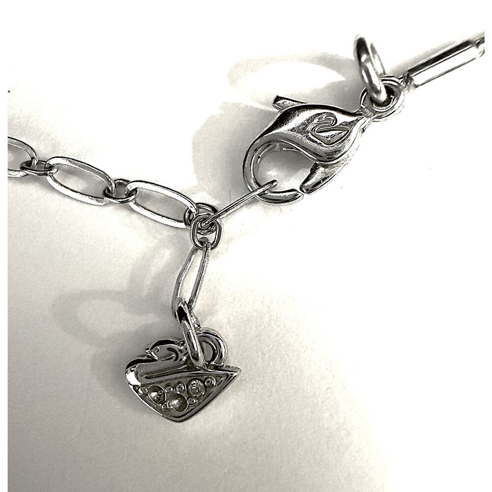 Branded Swarovski Sterling Silver Necklace Round Crystal Pendant Adjustable